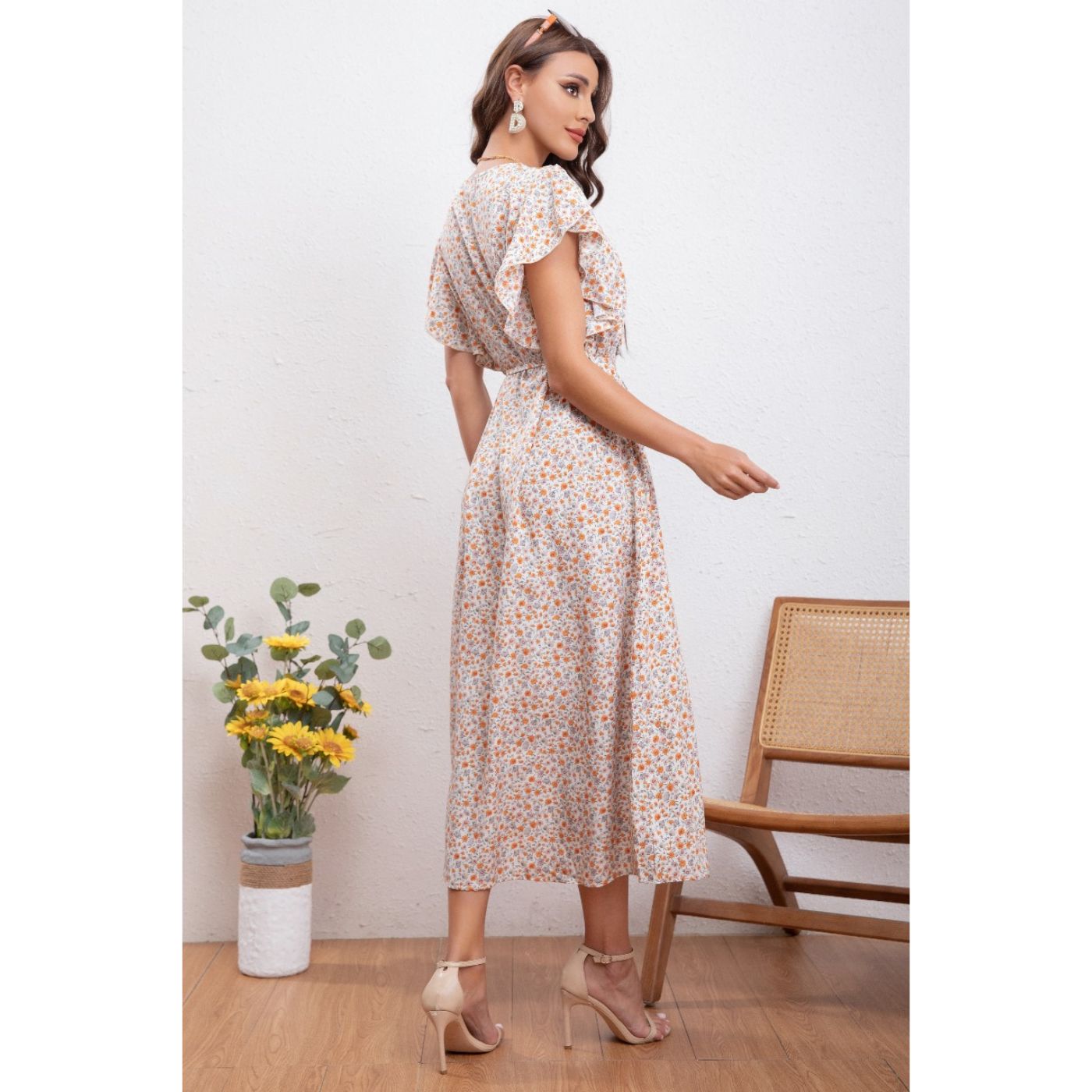 VESTIDO MANGA CORTA MUJER LIKESHOP LARGO PRIMAVERA CUELLO V CALIDAD 271 - 3