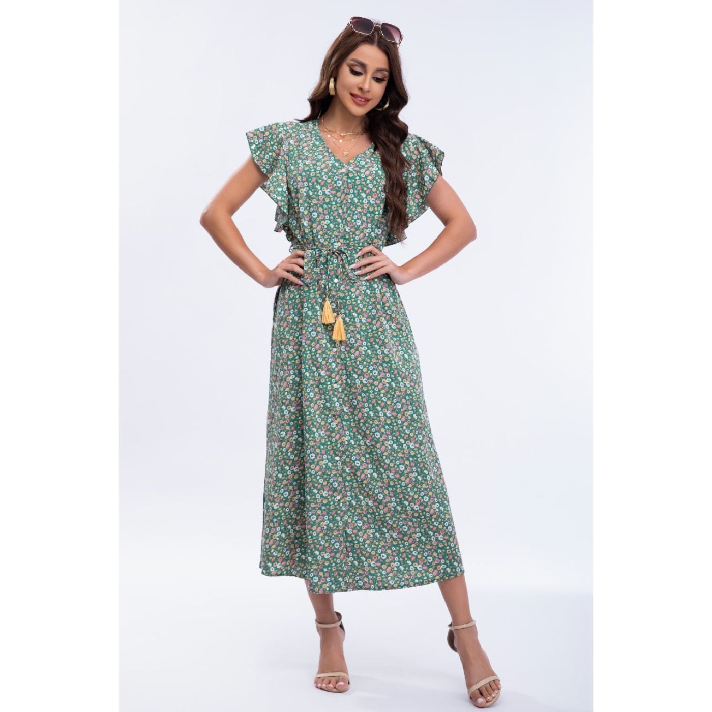 VESTIDO LARGO MUJER PRIMAVERA CASUAL MANGA CORTA ESCALONADO 329 - 2