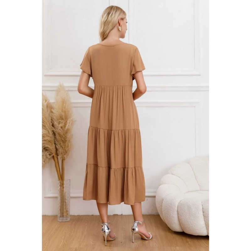 VESTIDO LARGO MUJER PRIMAVERA CASUAL MANGA CORTA ESCALONADO 329 - 3