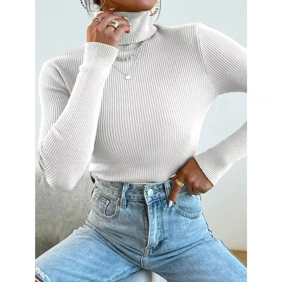 SWEATER MANGA LARGA MUJER LIKESHOP TEJIDO OTOÑO INVIERNO COLORES 005 - 1