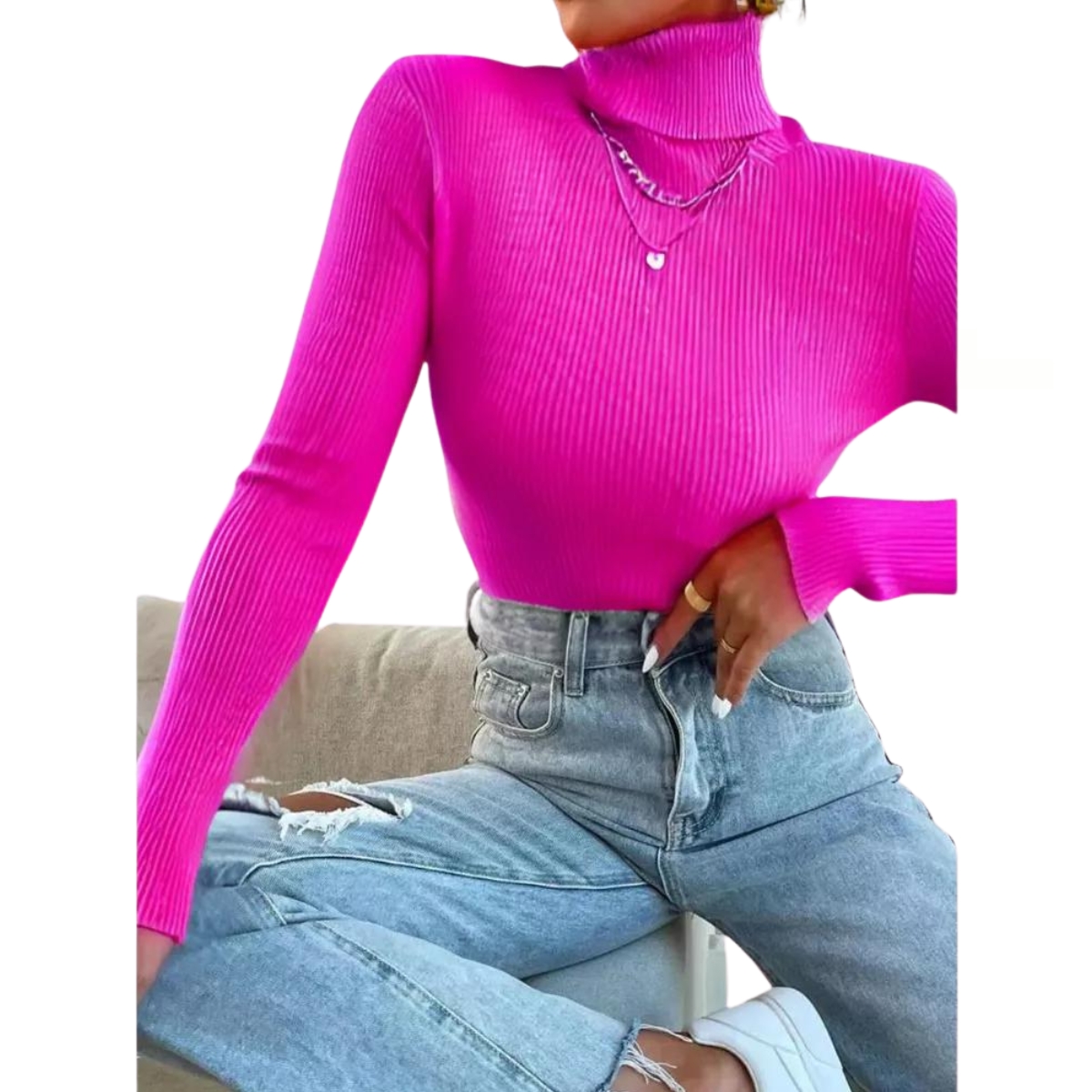 SWEATER MANGA LARGA MUJER LIKESHOP TEJIDO OTOÑO INVIERNO COLORES 005 - 1