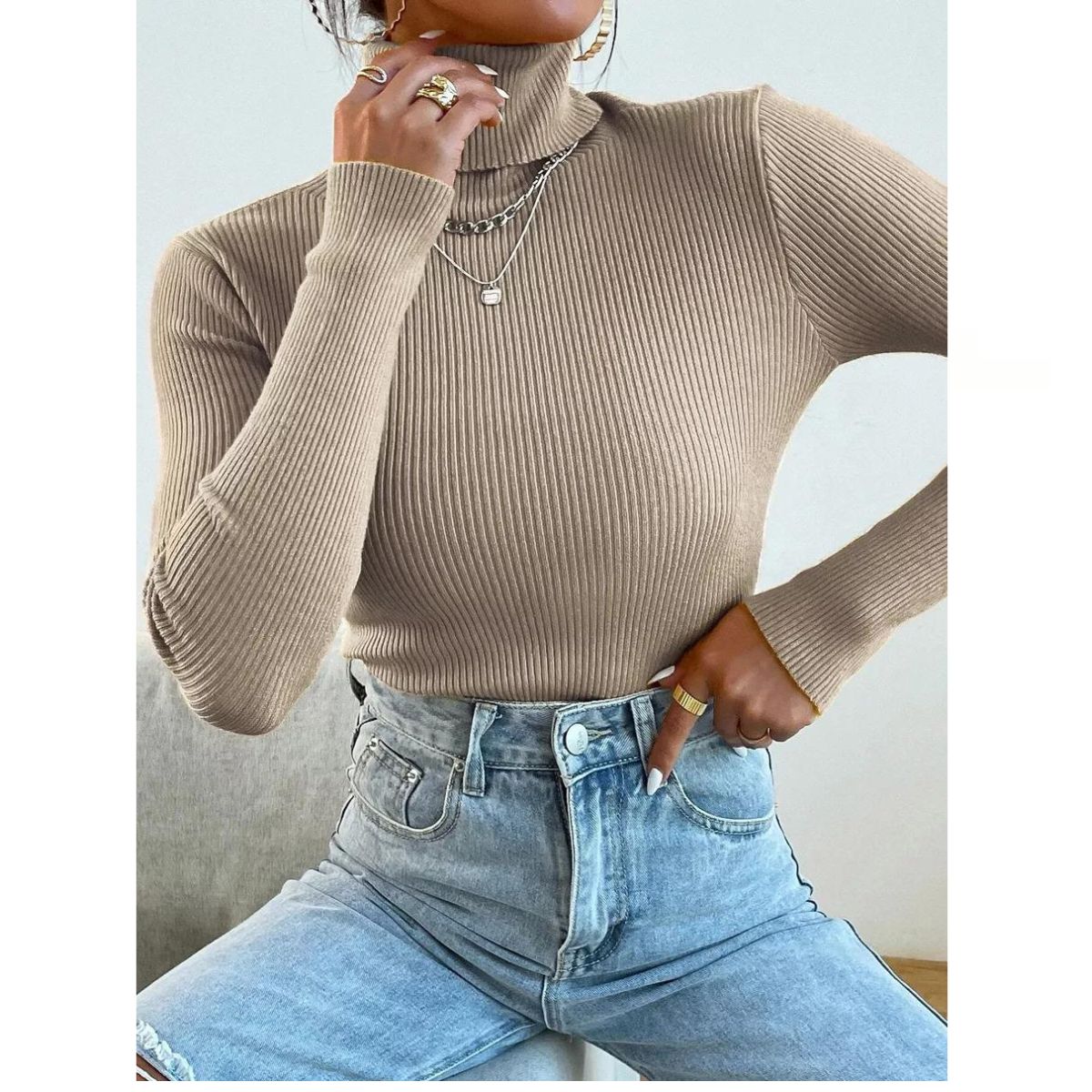 SWEATER MANGA LARGA MUJER LIKESHOP TEJIDO OTOÑO INVIERNO COLORES 005 - 1