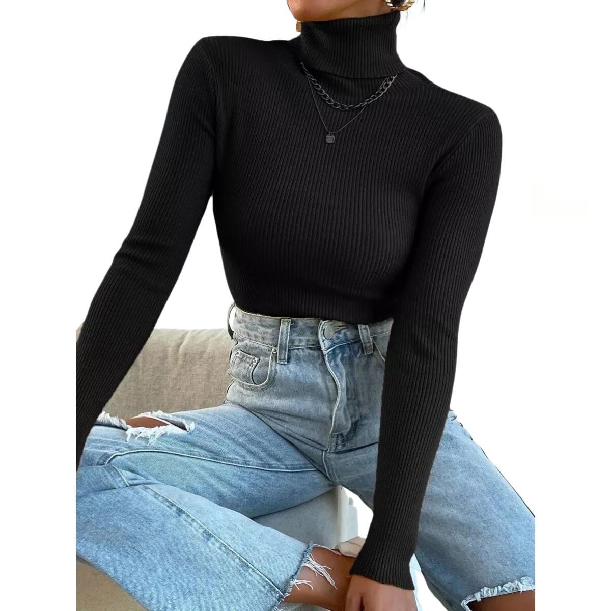SWEATER MANGA LARGA MUJER LIKESHOP TEJIDO OTOÑO INVIERNO COLORES 005 - 1