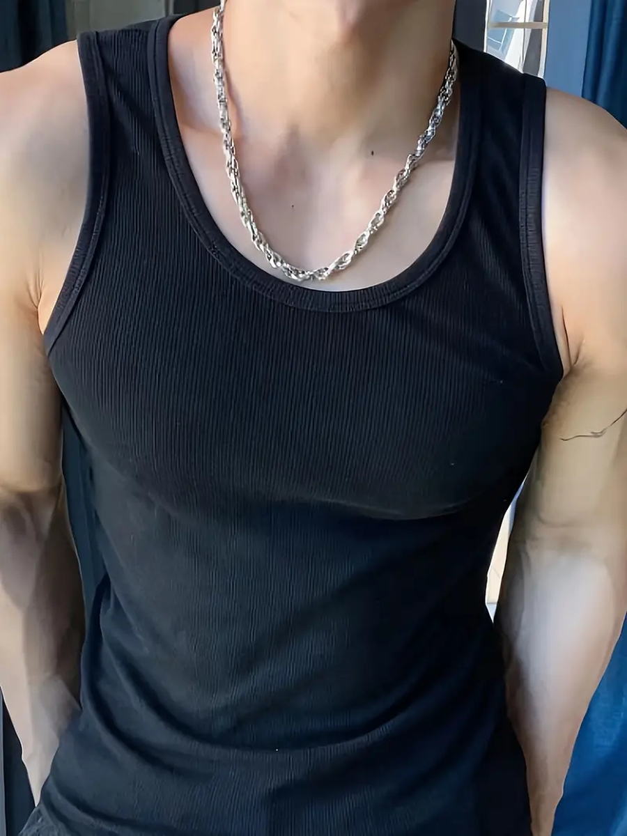 CAMISETA SIN MANGA HOMBRE LIKESHOP ELASTICADA ACANALADA ALGODÓN MUSCULOSA 38 - 2