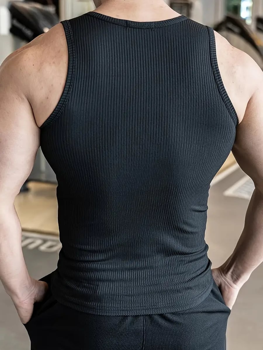 CAMISETA SIN MANGA HOMBRE LIKESHOP ELASTICADA ACANALADA ALGODÓN MUSCULOSA 38 - 4