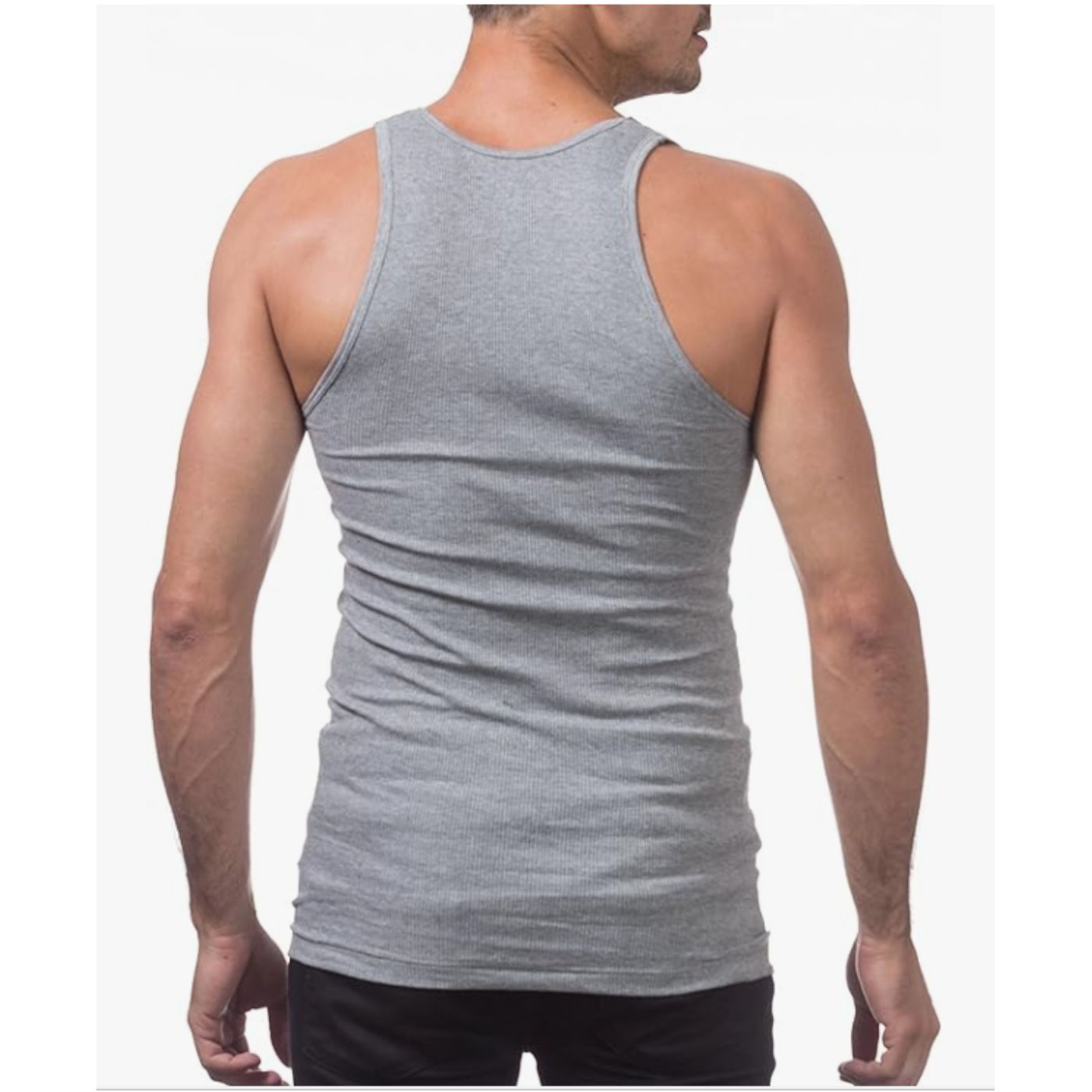 CAMISETA SIN MANGAS ALGODÓN HOMBRE LIKESHOP GRIS ELASTICADA ACANALADA MUSCULOSA 38 - 4