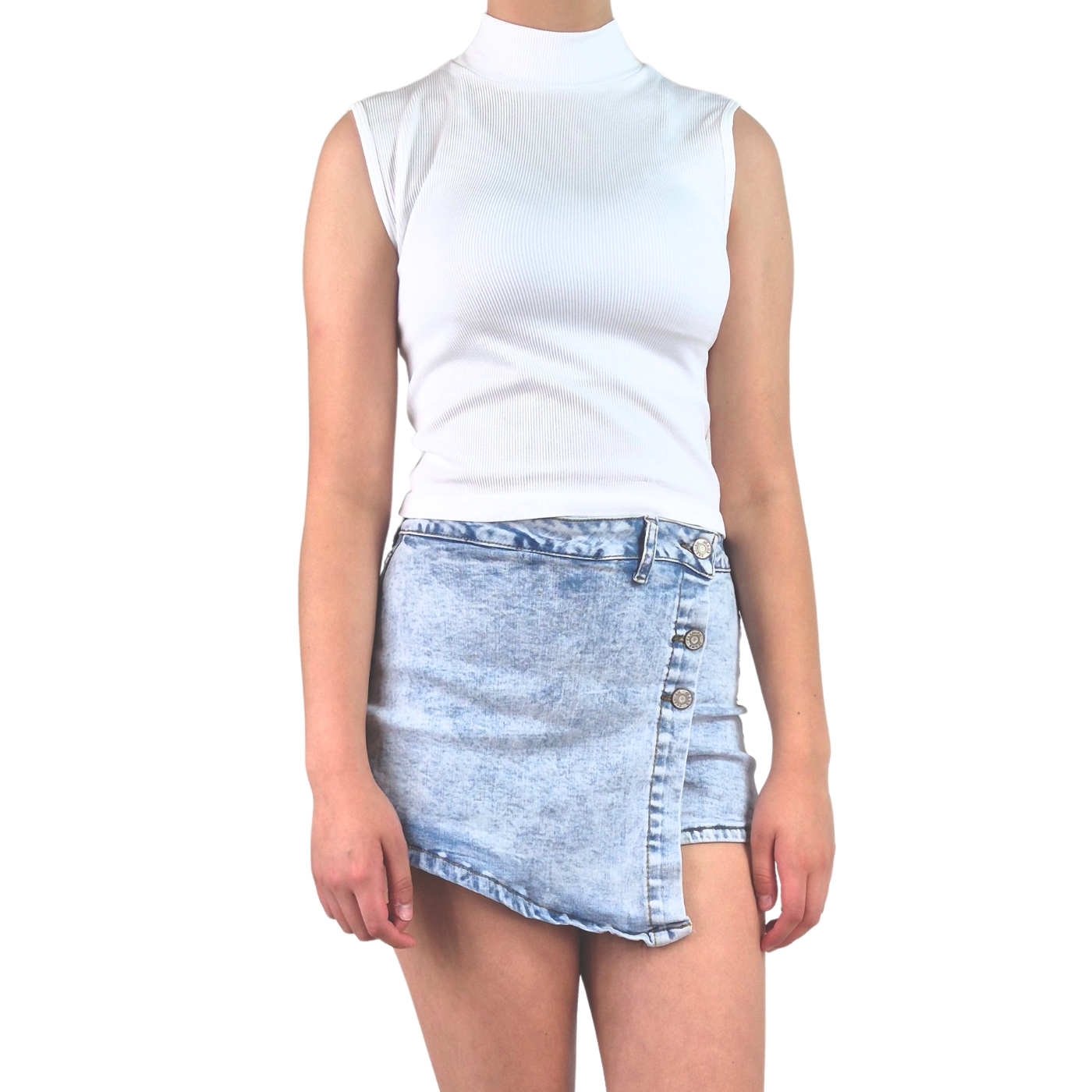 TOP SIN MANGA MUJER LIKESHOP ACANALADO POLERA CUELLO ALTO FASHION 1001 - 2