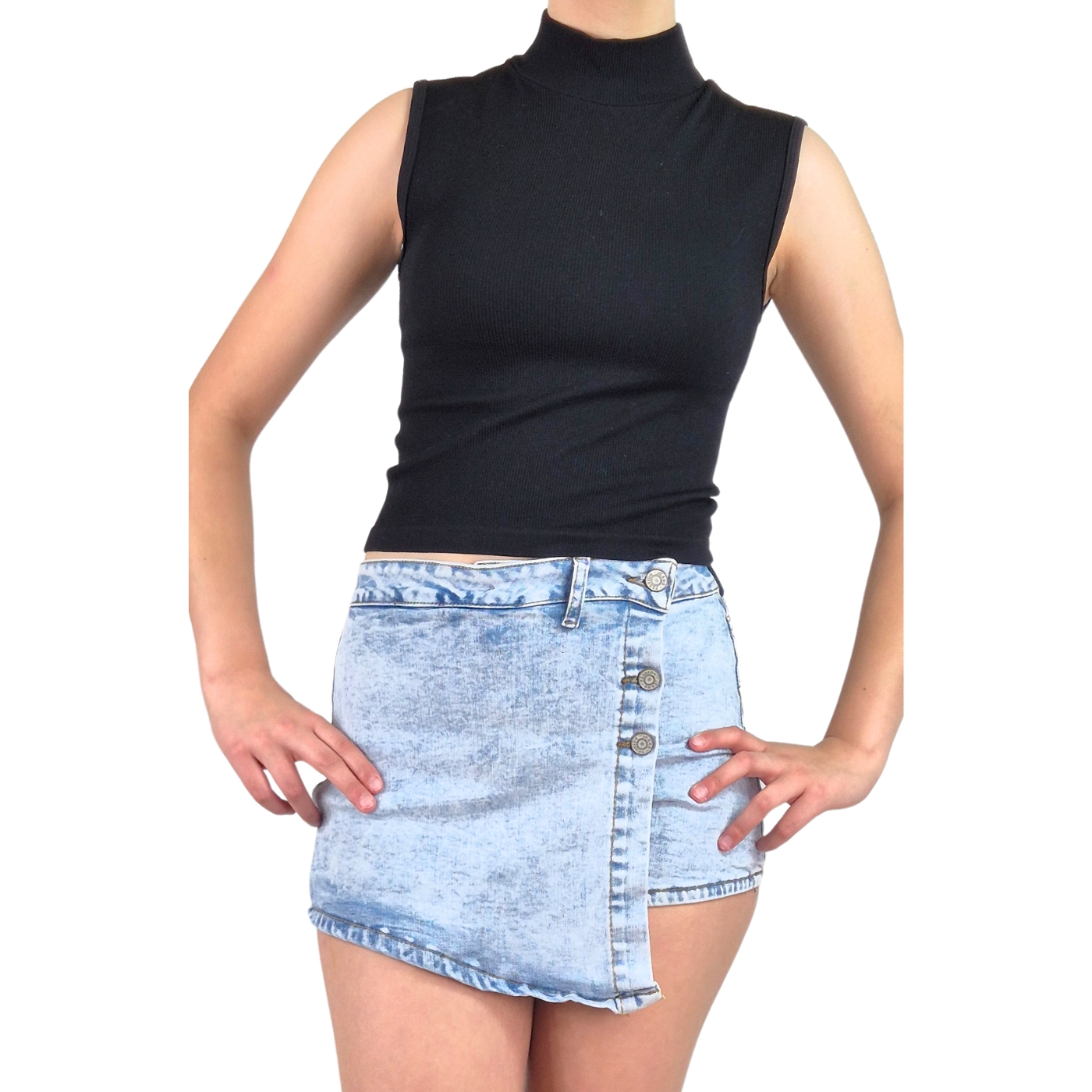 TOP SIN MANGA MUJER LIKESHOP ACANALADO POLERA CUELLO ALTO FASHION 1001 - 2