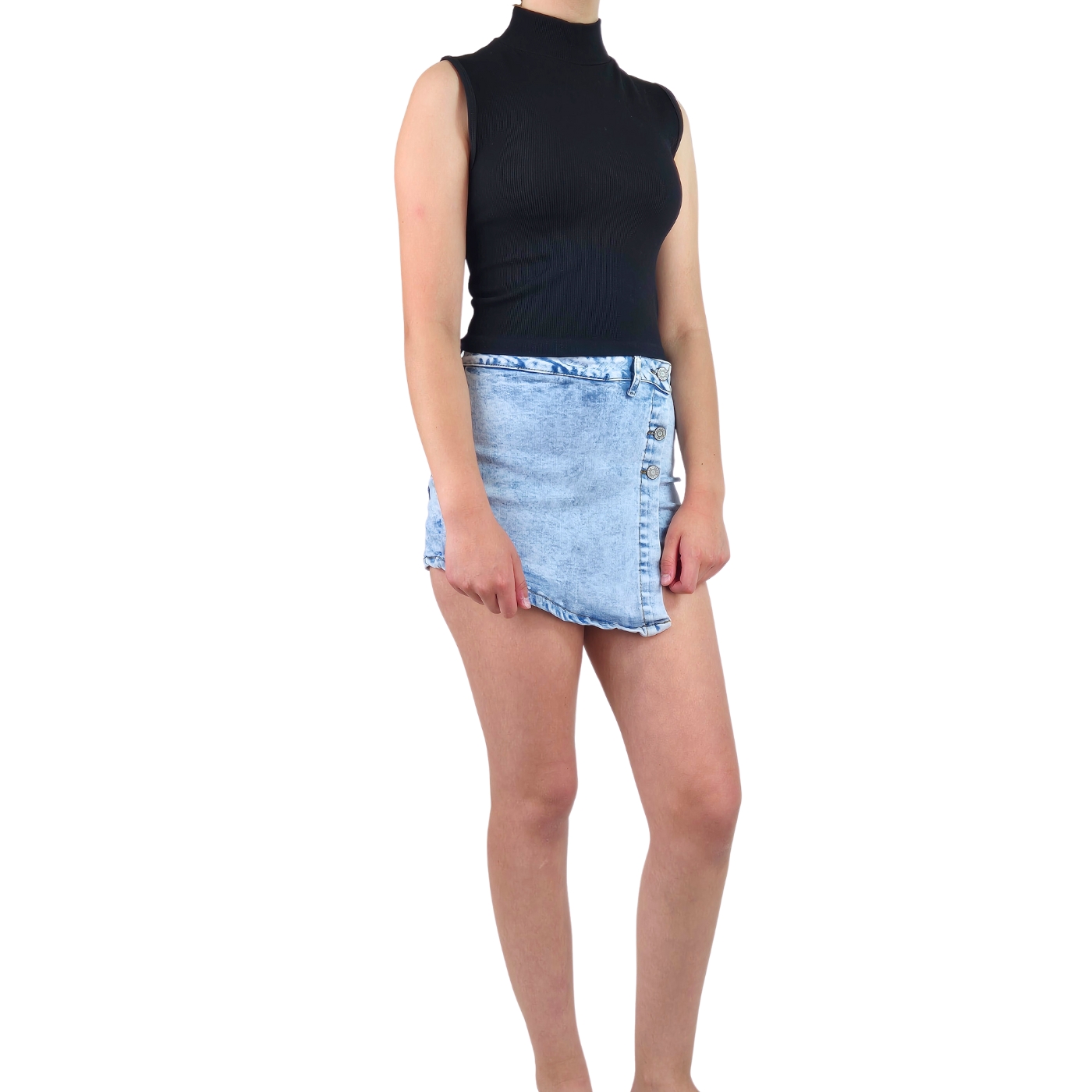 TOP SIN MANGA MUJER LIKESHOP ACANALADO POLERA CUELLO ALTO FASHION 1001 - 4