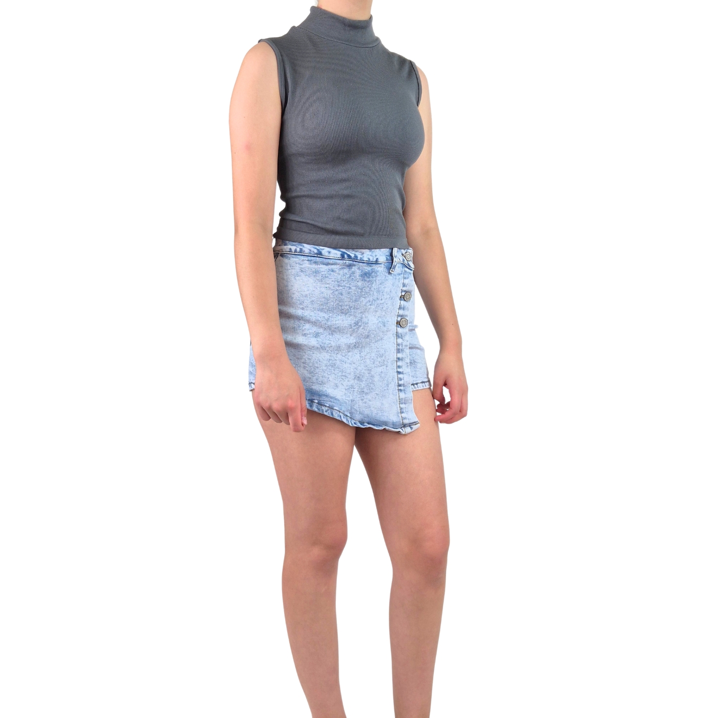 TOP SIN MANGA MUJER LIKESHOP ACANALADO POLERA CUELLO ALTO FASHION 1001 - 4