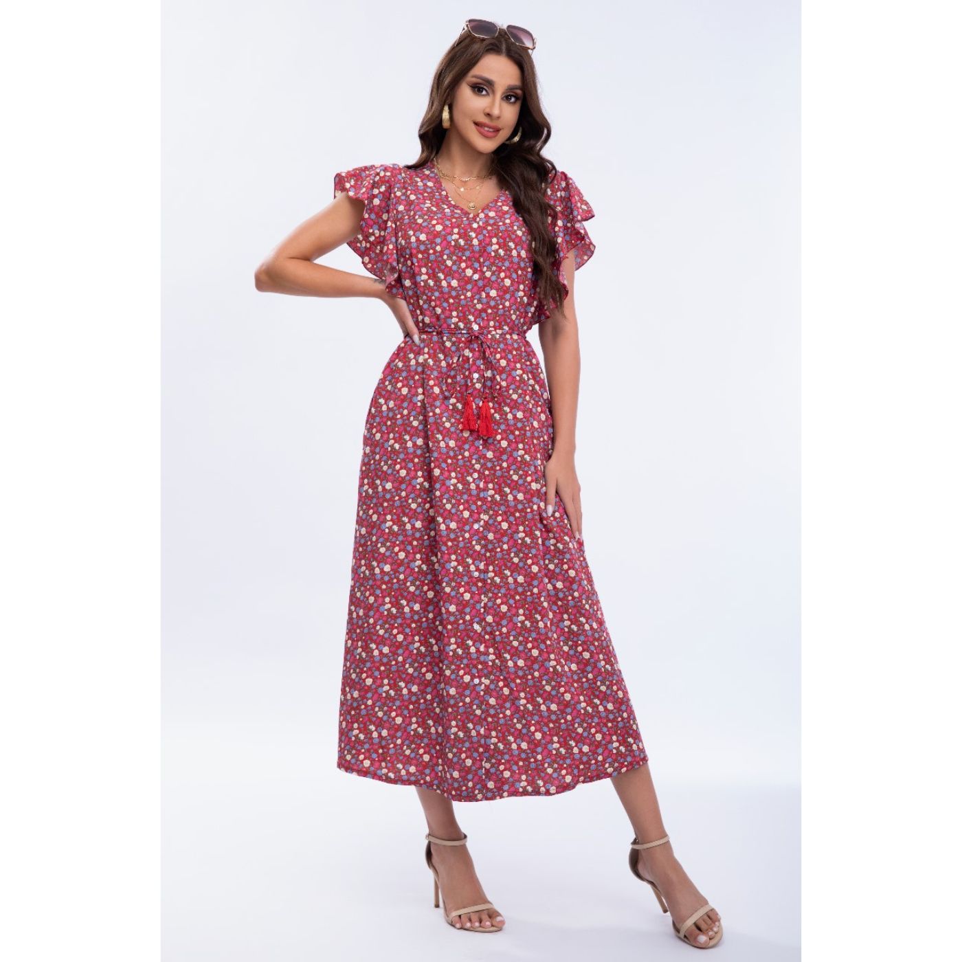 VESTIDO MANGA CORTA MUJER LIKESHOP LARGO PRIMAVERA CUELLO V CALIDAD 271 - 1
