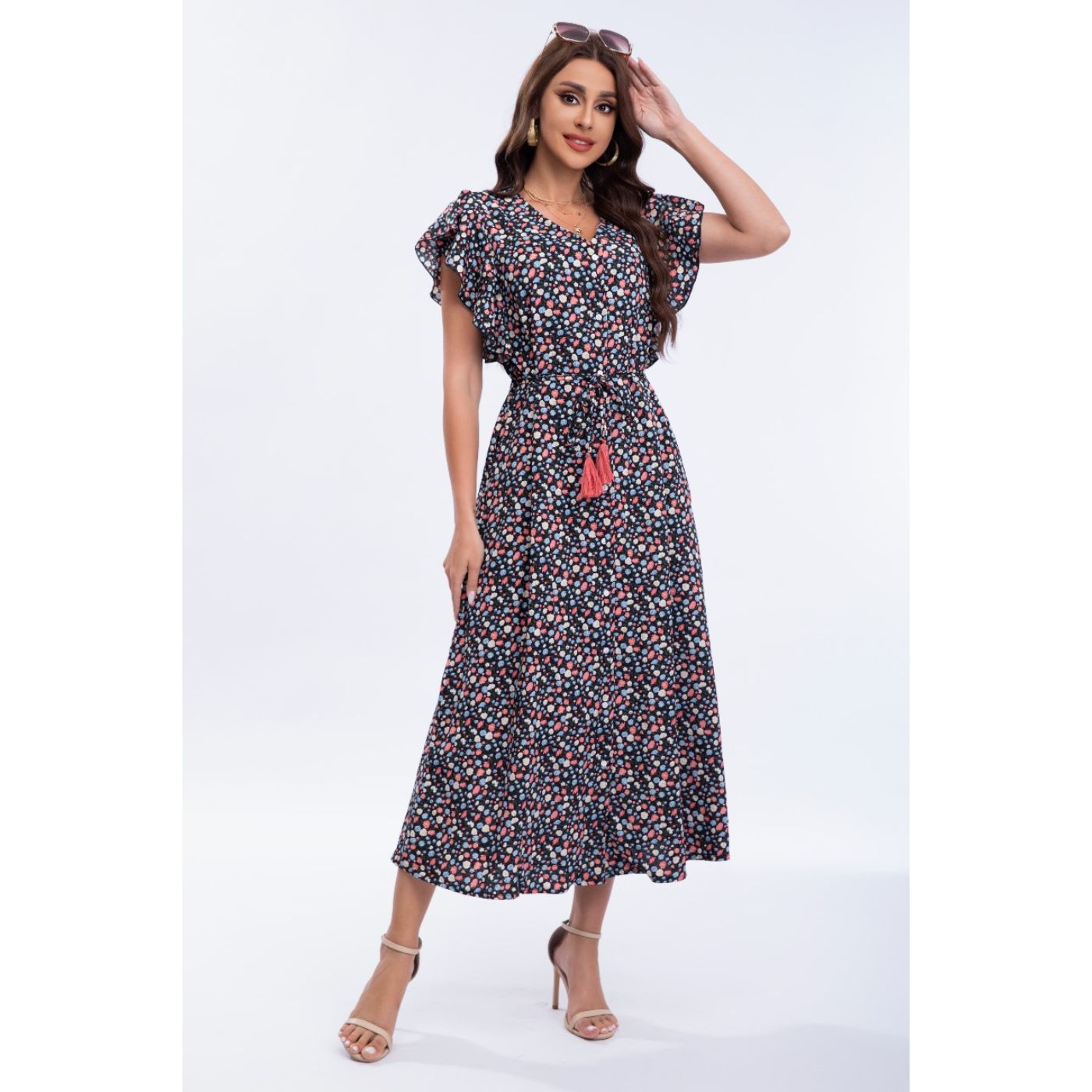 VESTIDO MANGA CORTA MUJER LIKESHOP LARGO PRIMAVERA CUELLO V CALIDAD 271 - 2