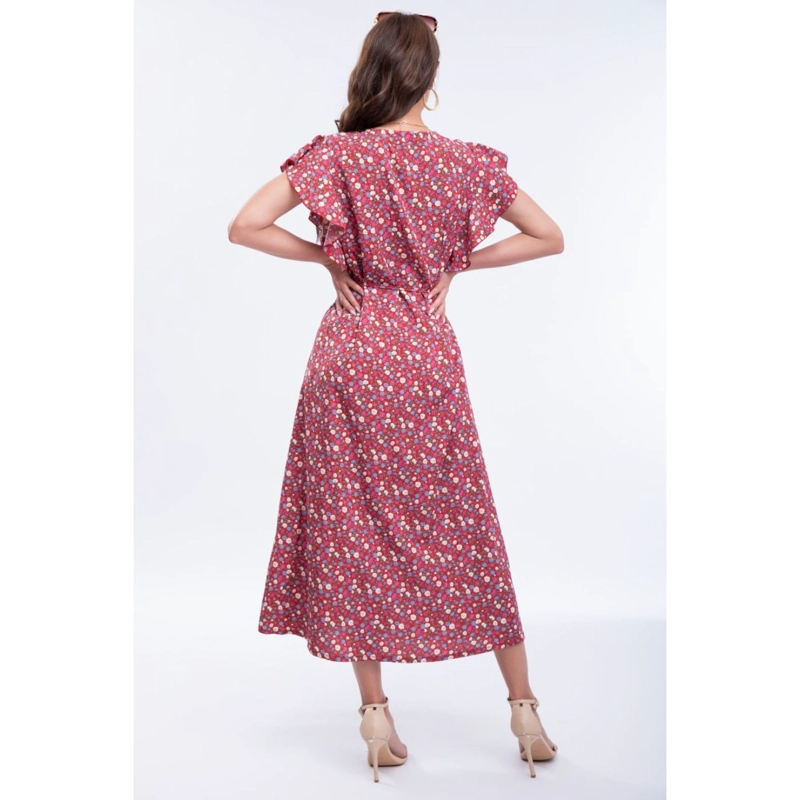 VESTIDO MANGA CORTA MUJER LIKESHOP LARGO PRIMAVERA CUELLO V CALIDAD 271 - 3