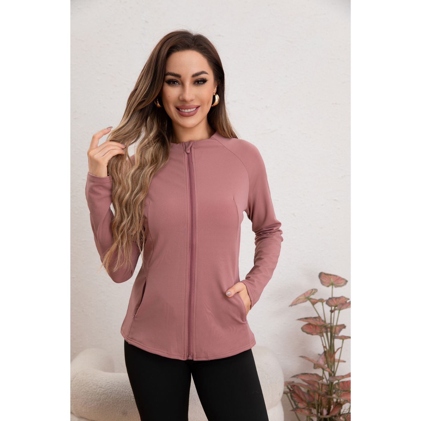 POLERON MANGA LARGA MUJER LIKESHOP DEPORTIVO ELASTICADO CORTE ENTALLADO CIERRE 017 - 3