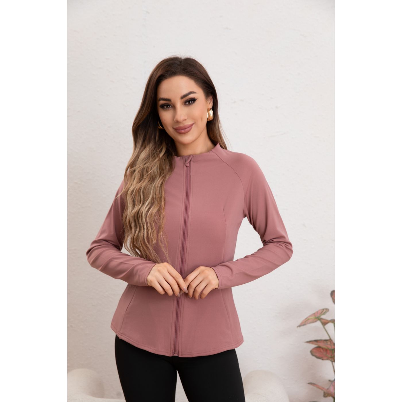 POLERON MANGA LARGA MUJER LIKESHOP DEPORTIVO ELASTICADO CORTE ENTALLADO CIERRE 017 - 3