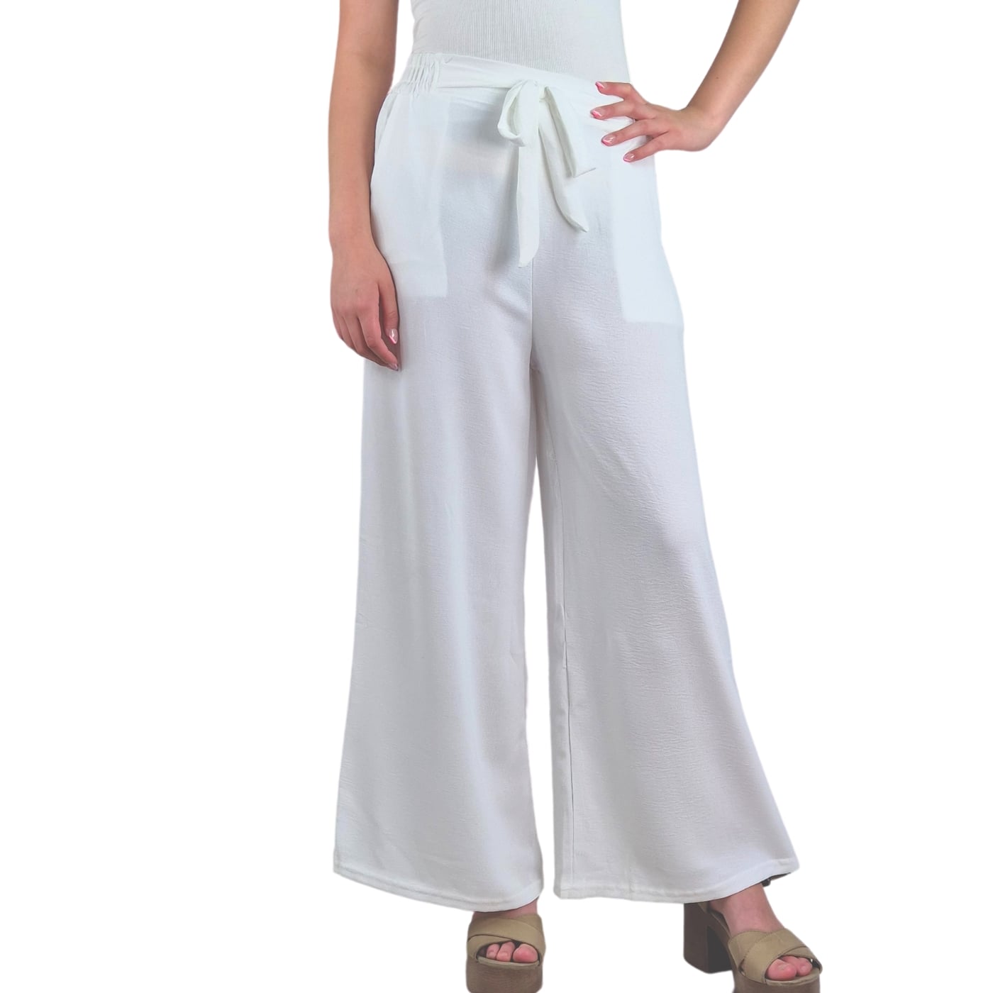 Pantalon Palazzo Mujer Tipo Lino Casual Semi Formal Tiro Alto 106 - 1
