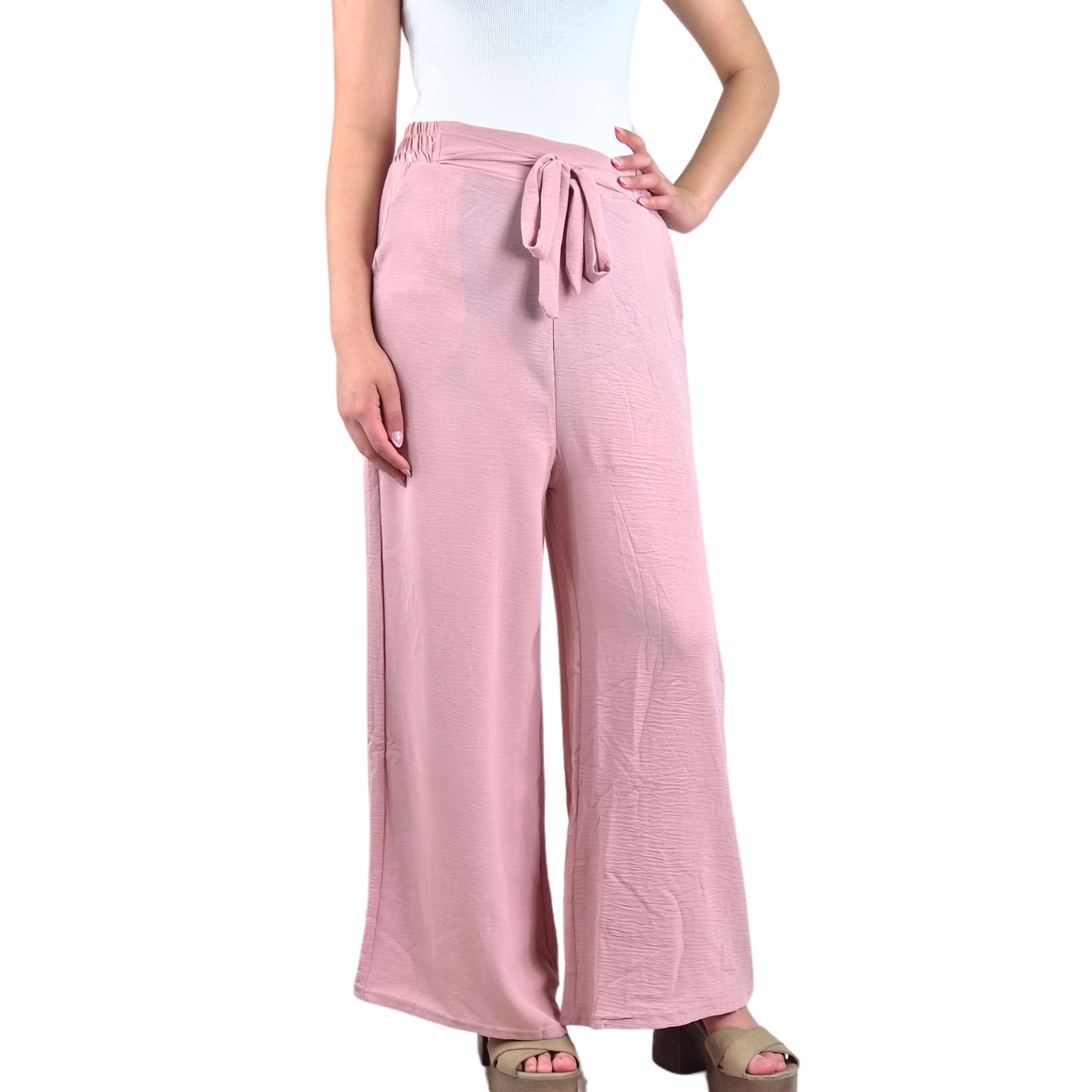 Pantalon Palazzo Mujer Tipo Lino Casual Semi Formal Tiro Alto 106 - 2