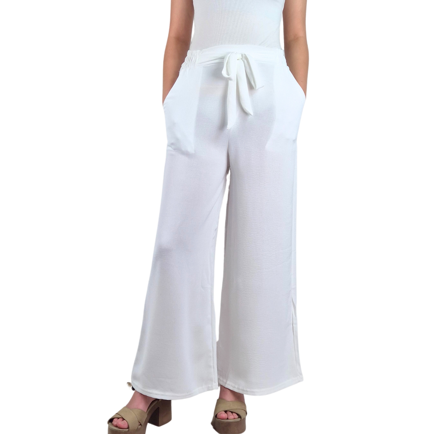 Pantalon Palazzo Mujer Tipo Lino Casual Semi Formal Tiro Alto 106 - 2