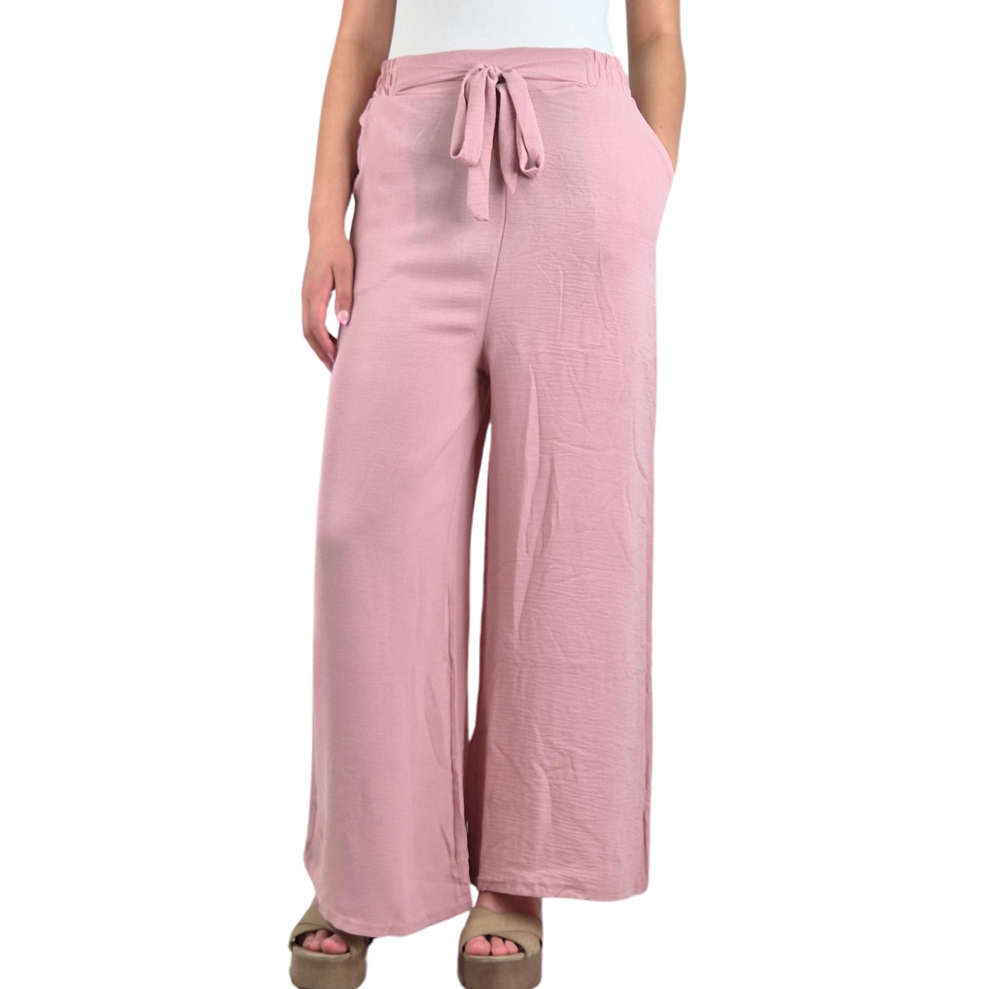 Pantalon Palazzo Mujer Tipo Lino Casual Semi Formal Tiro Alto 106 - 3