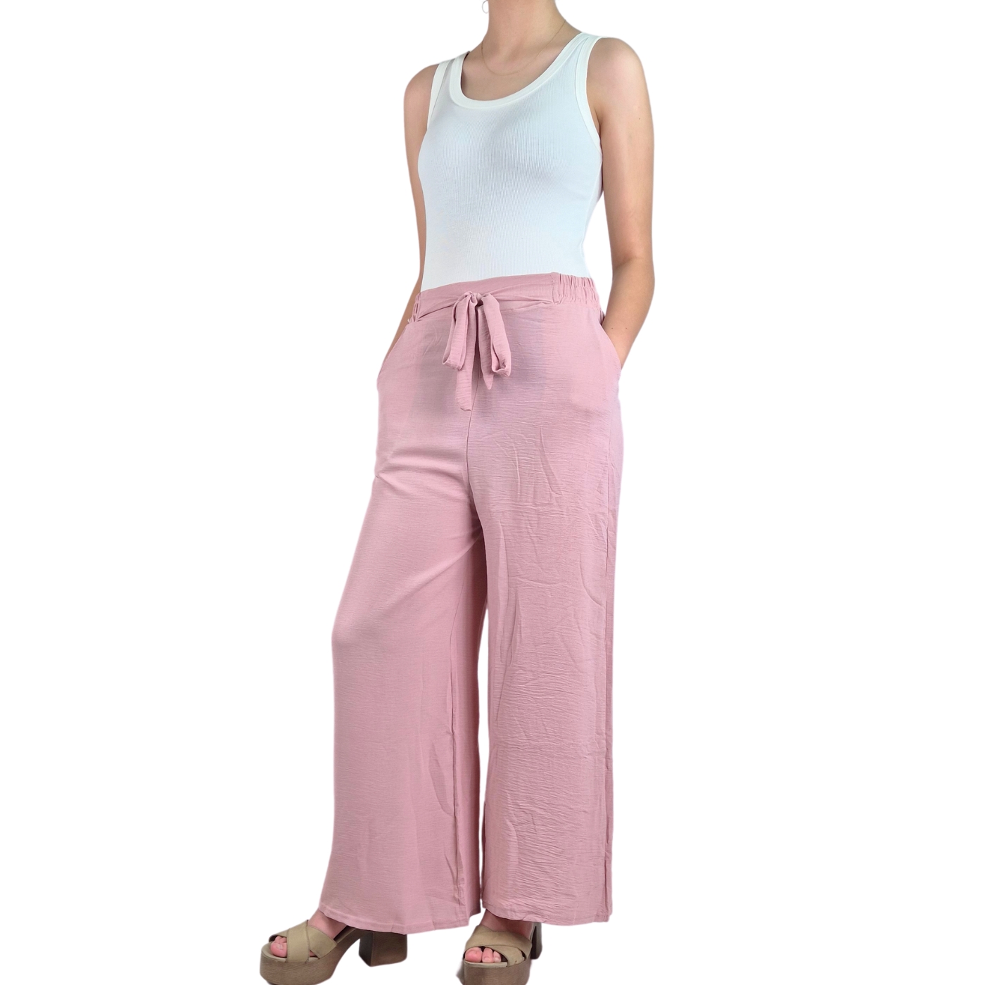 Pantalon Palazzo Mujer Tipo Lino Casual Semi Formal Tiro Alto 106 - 4
