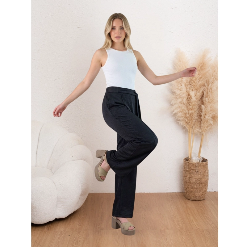 PANTALON PALAZZO MUJER TIPO LINO CASUAL SEMI FORMAL TIRO ALTO 890 - 2