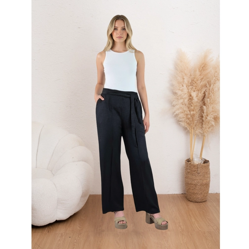 PANTALON PALAZZO MUJER TIPO LINO CASUAL SEMI FORMAL TIRO ALTO 890 - 3