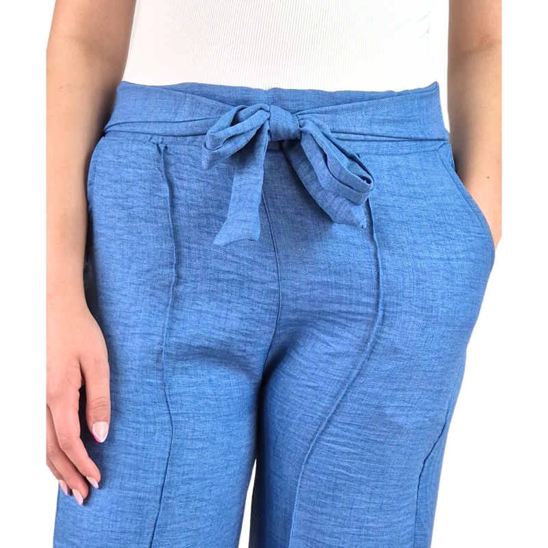 PANTALON PALAZZO MUJER TIPO LINO CASUAL SEMI FORMAL TIRO ALTO 890 - 5
