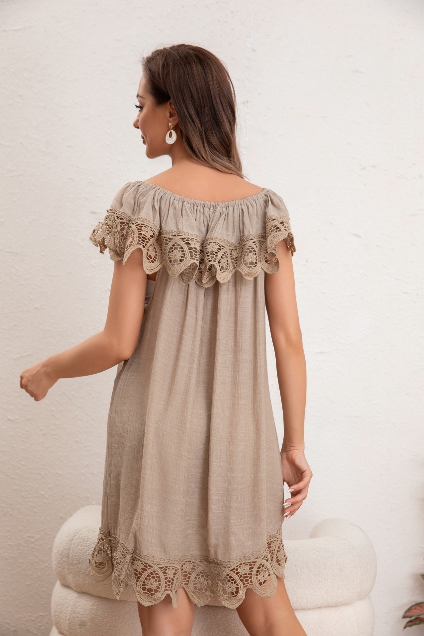 VESTIDO MUJER CORTO PLAYERO MACRAMÉ SALIDA DE BAÑO VERANO 349 - 3