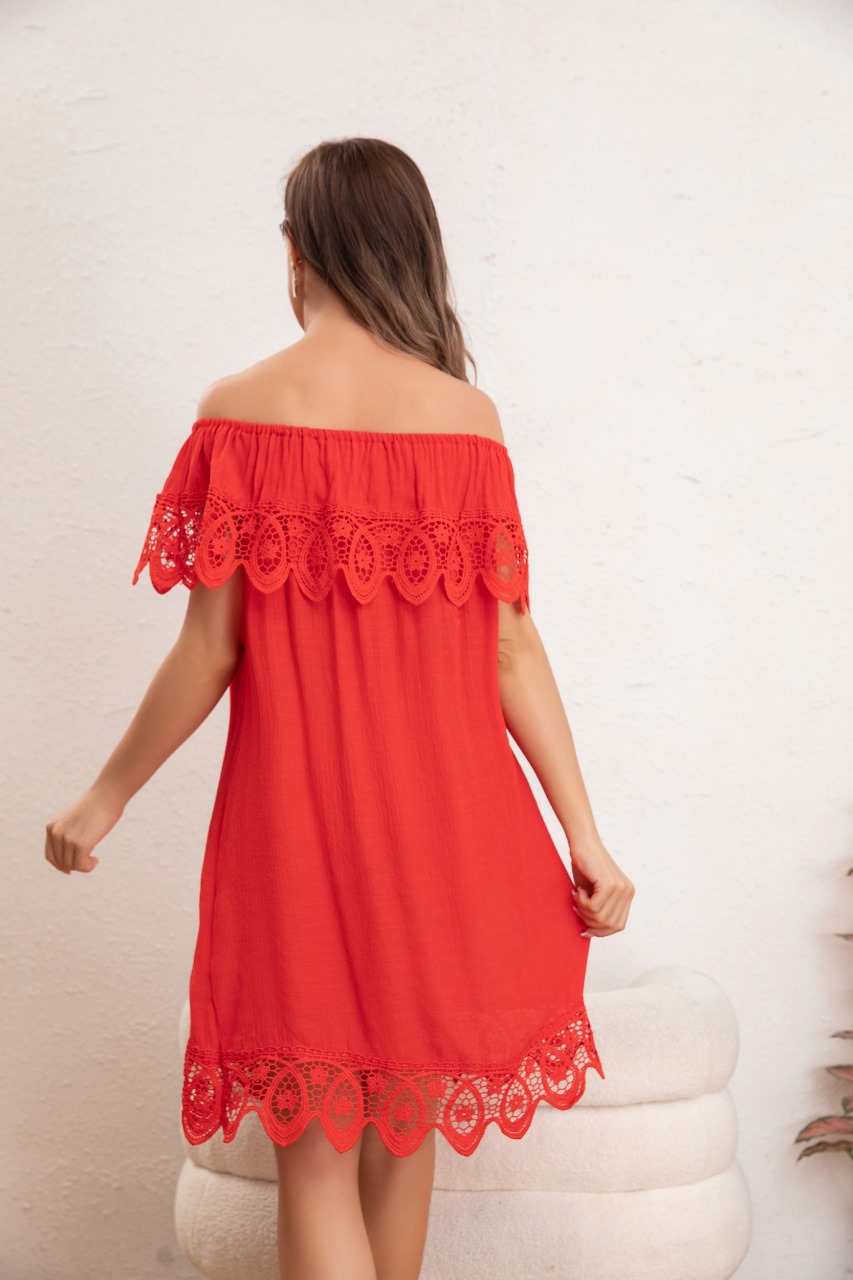 VESTIDO MUJER CORTO PLAYERO MACRAMÉ SALIDA DE BAÑO VERANO 349 - 3