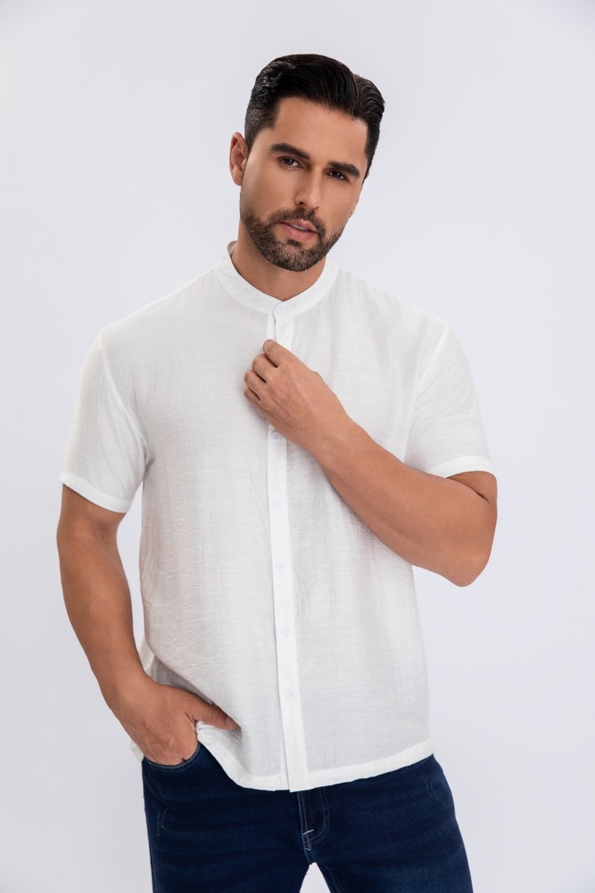 CAMISA VERANO MANGA CORTA HOMBRE CUELLO MAO CASUAL FASHION 153 - 2