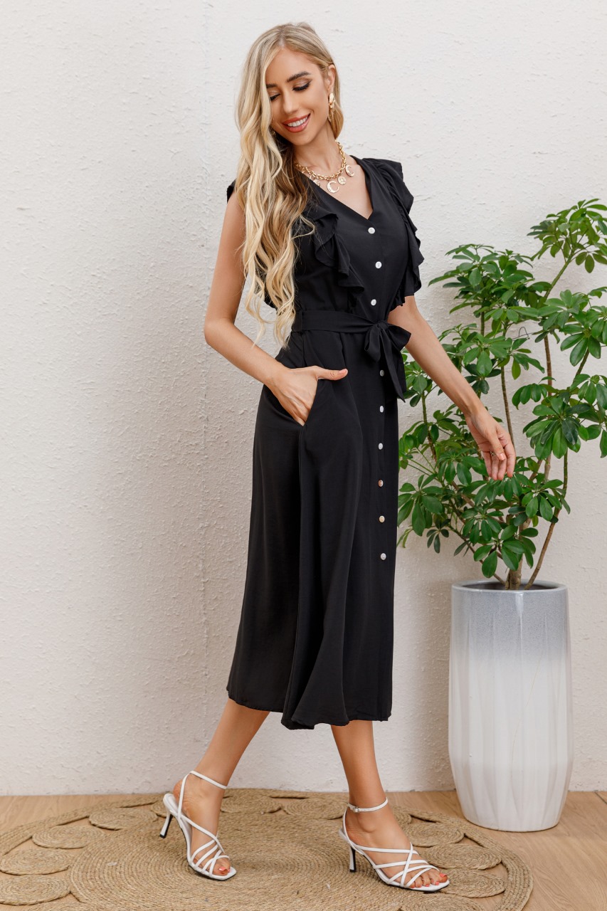 Vestido Largo Primavera Mujer Semi Formal Casual Botones 339 - 2