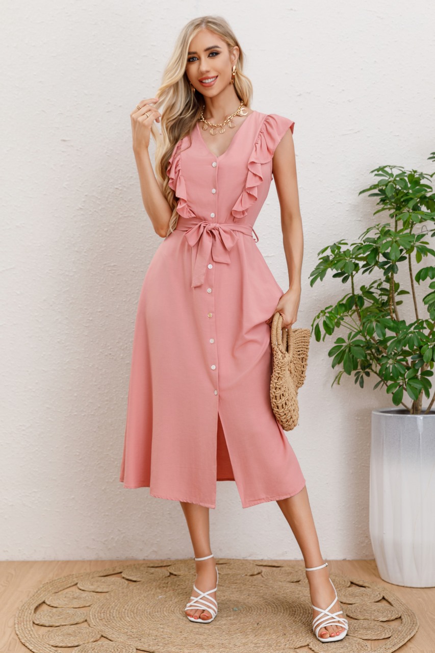 Vestido Largo Primavera Mujer Semi Formal Casual Botones 339 - 2