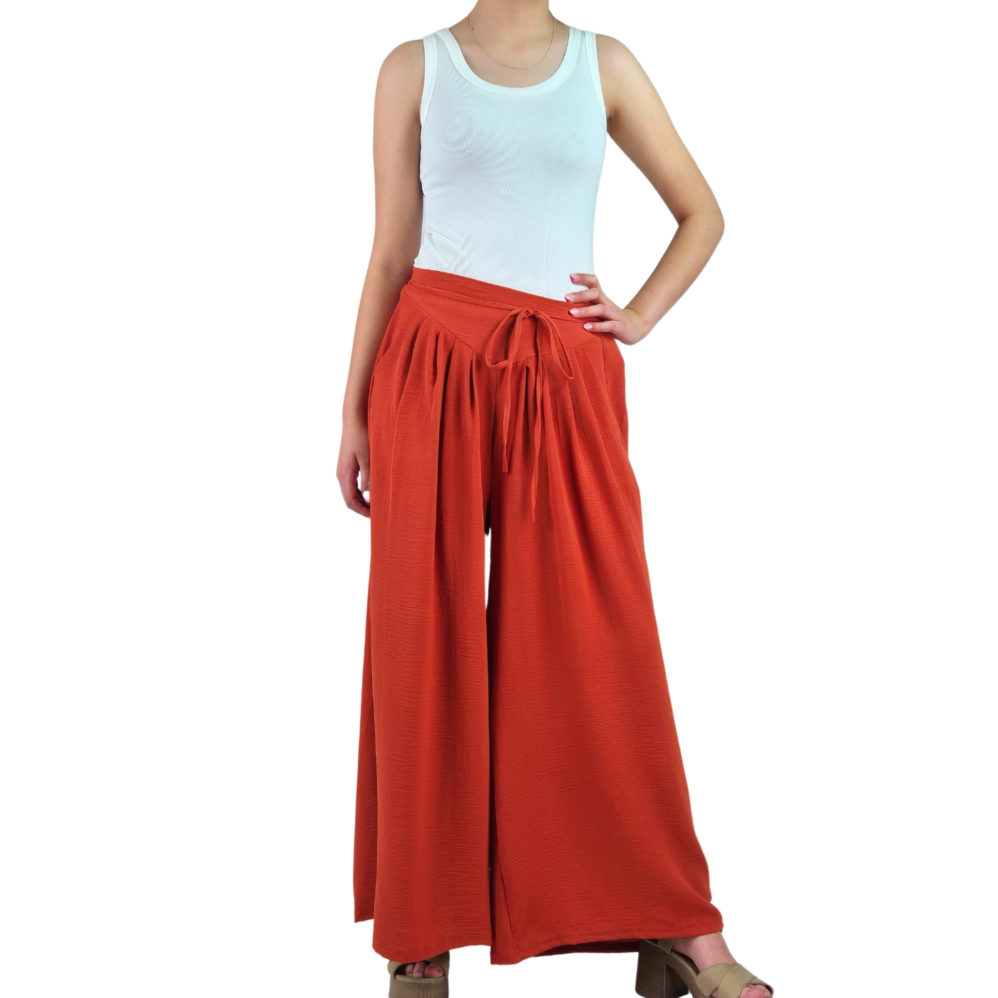 Pantalon Palazzo Algodon Mujer Tipo Lino Casual Playero 3001 - 2