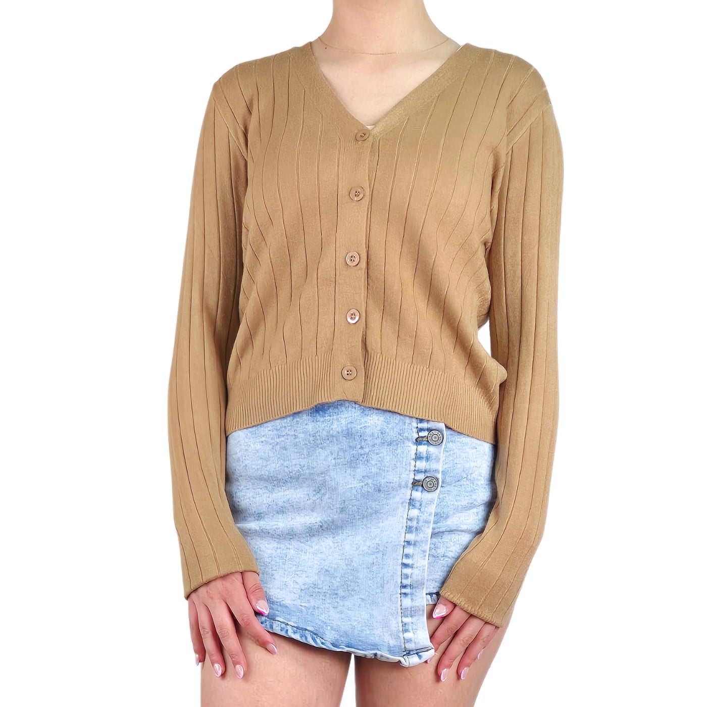 SWEATER MUJER CARDIGAN BOTONES OTOÑO CUELLO V DISEÑO 6009 - 1