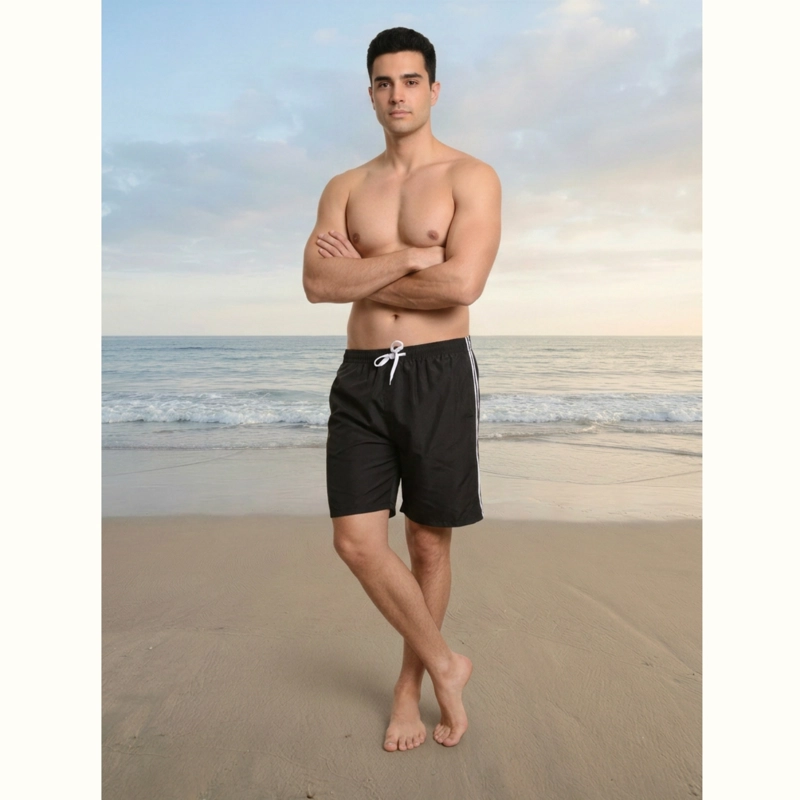 TRAJE DE BAÑO HOMBRE SHORT FORRO MALLA BOLSILLO DISEÑO LINEAS 203 - 2