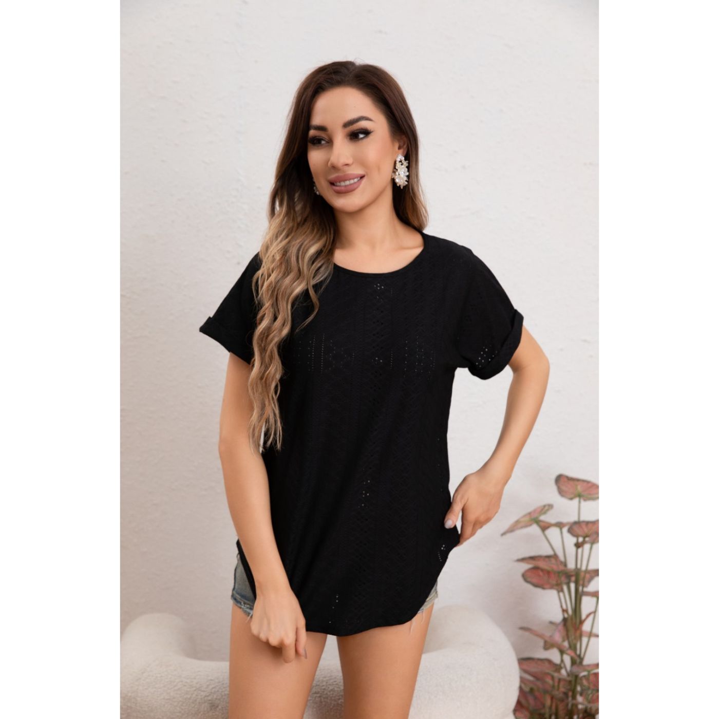 BLUSA POLERA MUJER MANGA CORTA TIPO ENCAJE TENDENCIA PREMIUM 5001 - 3