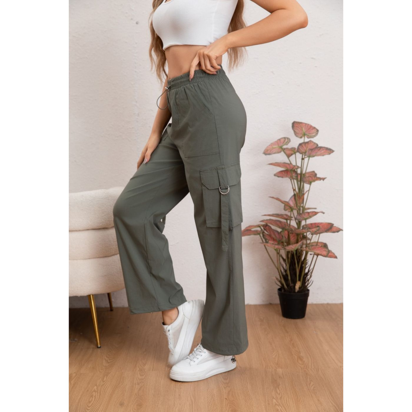 Pantalon Mujer Cargo Recto Ancho Tendencia 0106 - 2