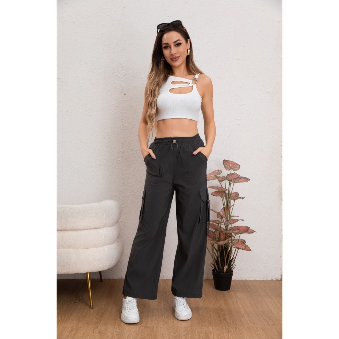 Pantalon Mujer Cargo Recto Ancho Tendencia 0106 - 2