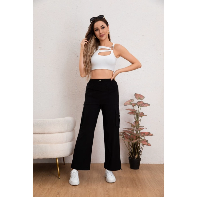 Pantalon Mujer Cargo Recto Ancho Tendencia 0106 - 2