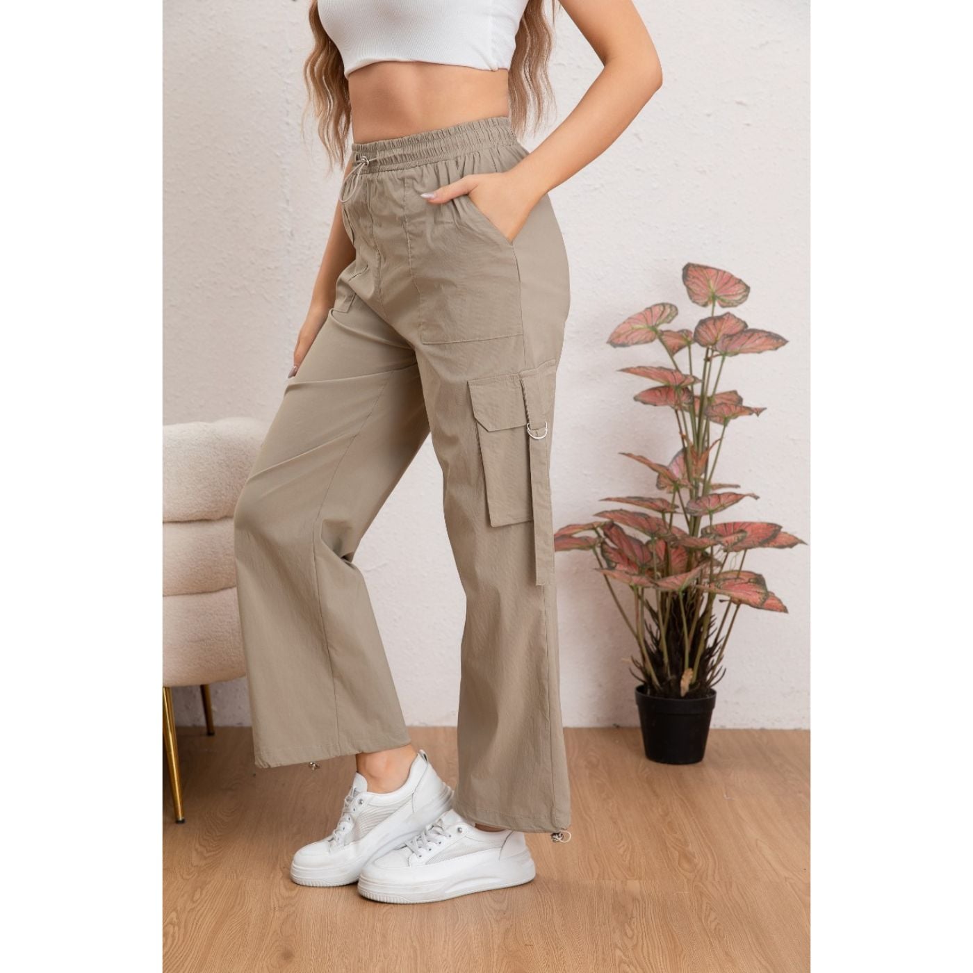 Pantalon Mujer Cargo Recto Ancho Tendencia 0106 - 2