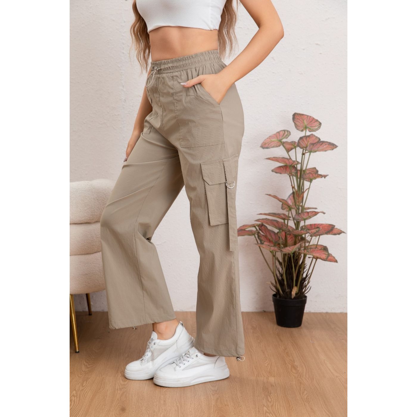 Pantalon Mujer Cargo Recto Ancho Tendencia 0106 - 2