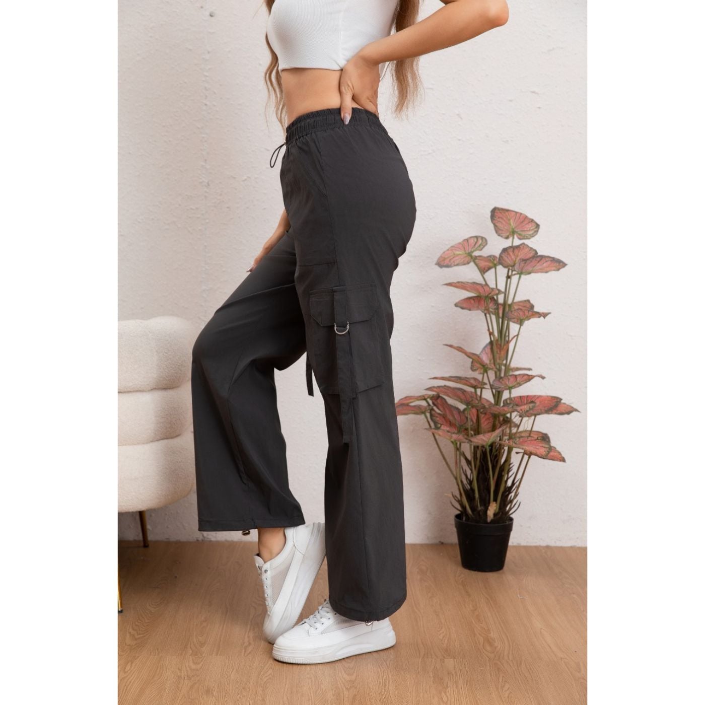 Pantalon Mujer Cargo Recto Ancho Tendencia 0106 - 3