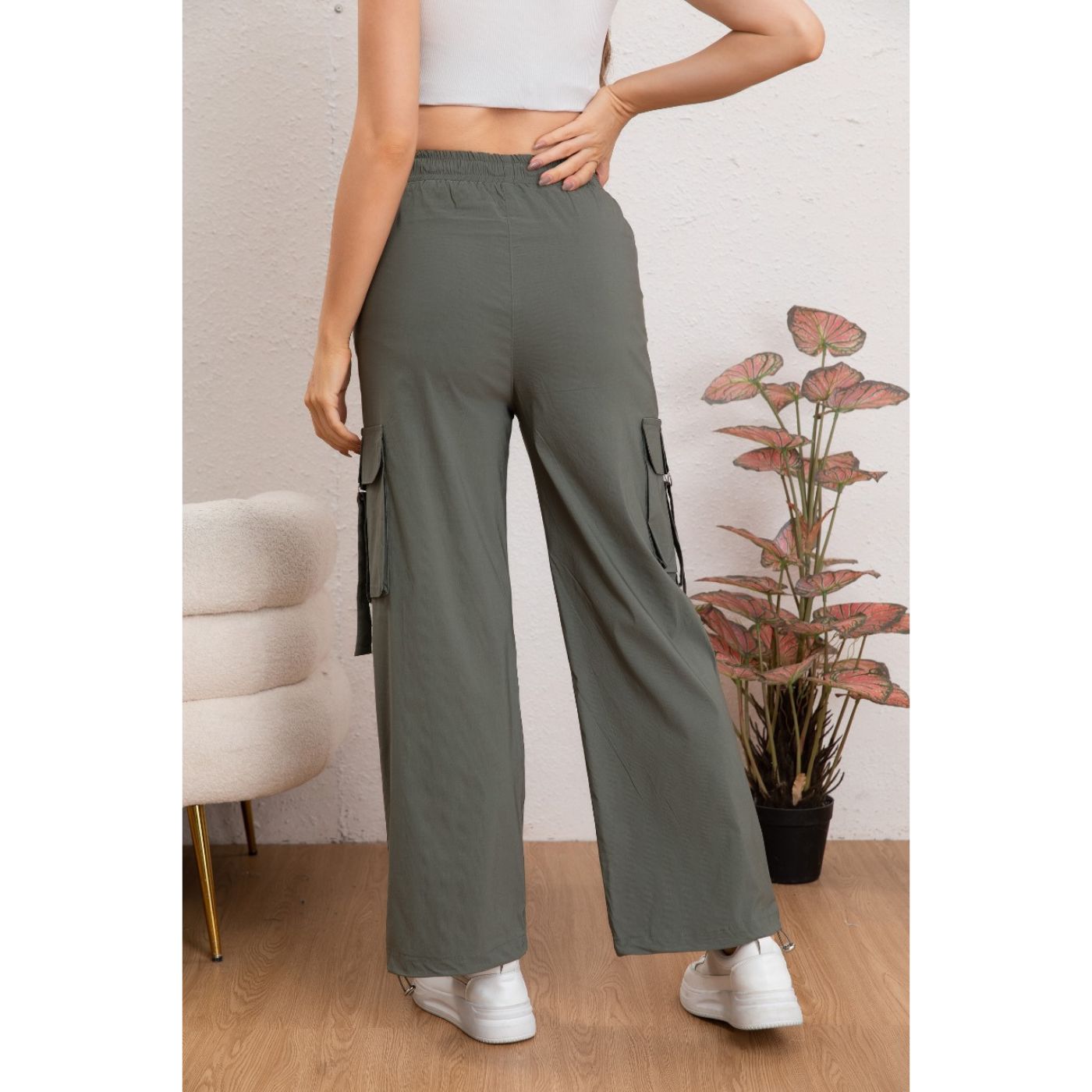 Pantalon Mujer Cargo Recto Ancho Tendencia 0106 - 4