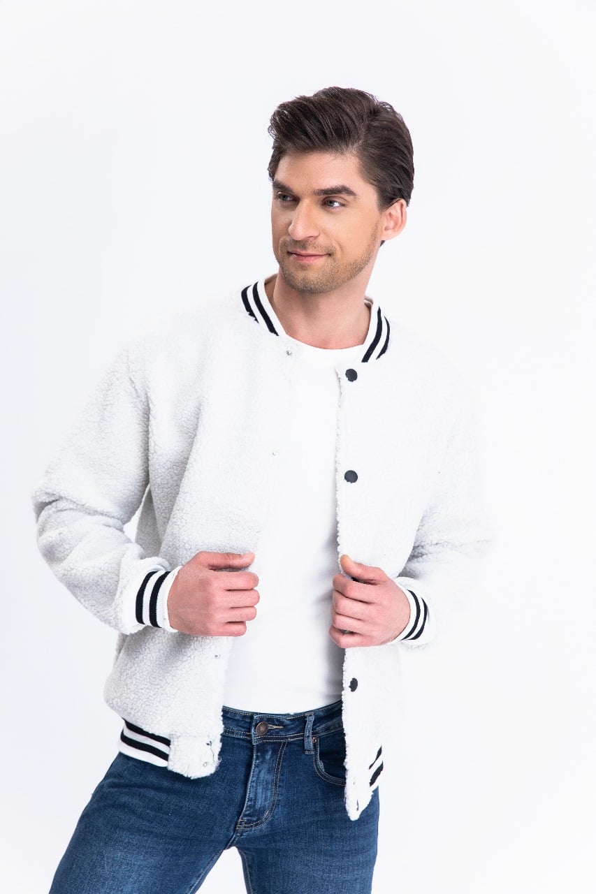 CHAQUETA UNIVERSITARIA HOMBRE TIPO CORDERITO GRUESA BOLSILLOS 7551 - 1
