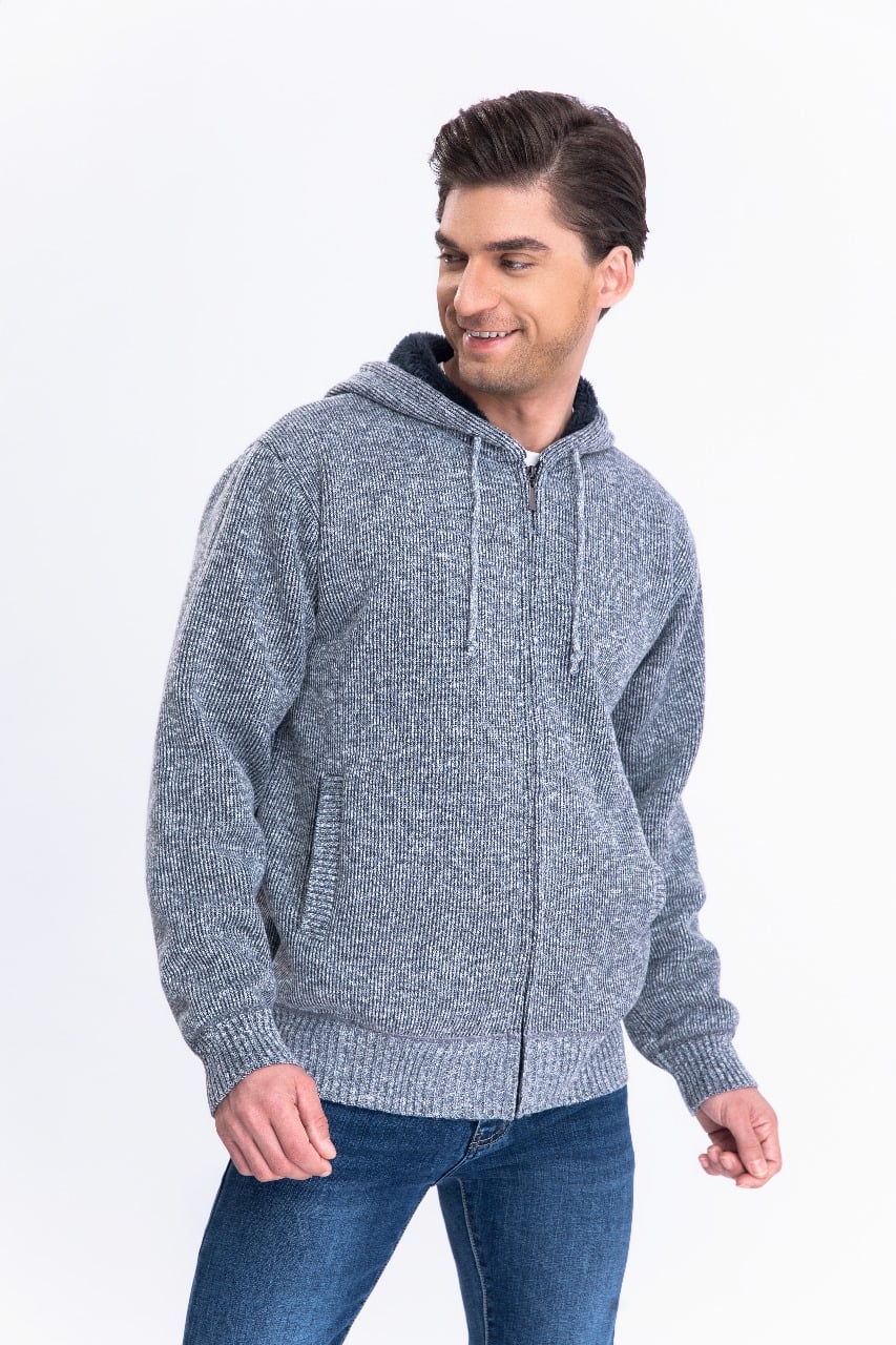 CHAQUETA SWEATER ALGODON CON GORRO FORRO PIEL BOLSILLOS CIERRE 7167 - 1