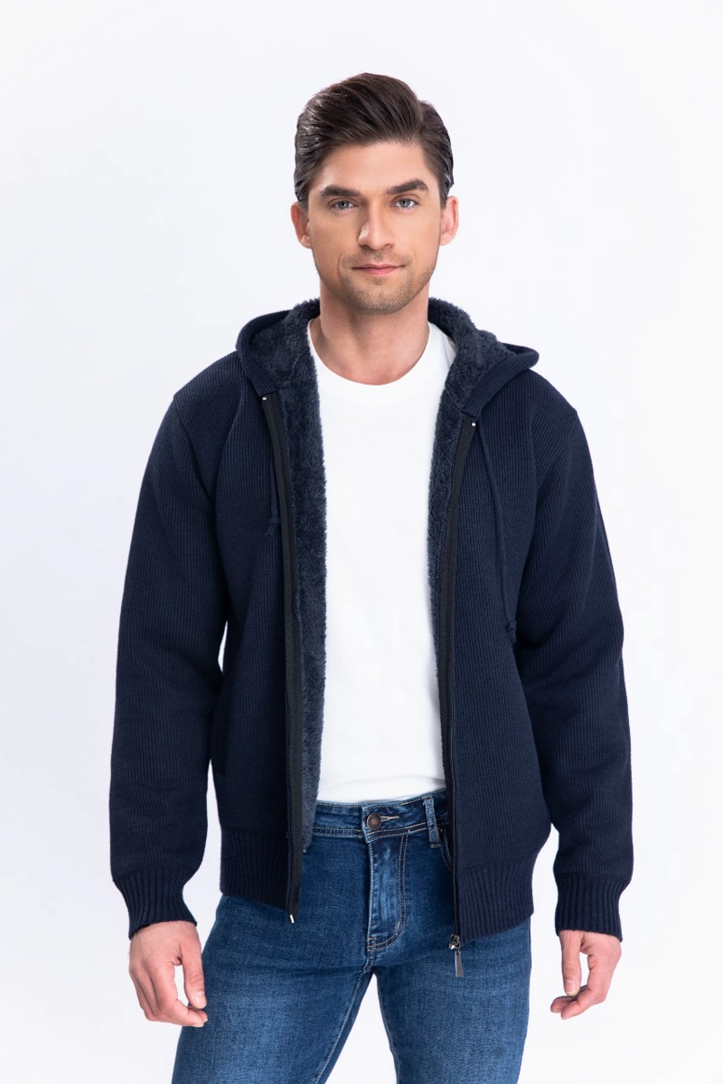 CHAQUETA SWEATER ALGODON CON GORRO FORRO PIEL BOLSILLOS CIERRE 7167 - 1