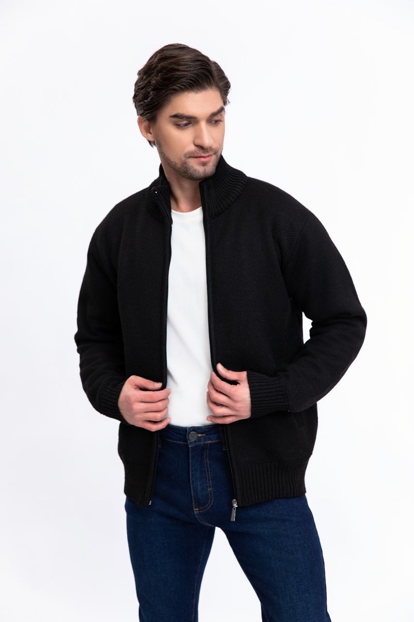 CHAQUETA SWEATER ALGODON CUELO ALTO FORRO PIEL BOLSILLOS CIERRE 7169 - 1