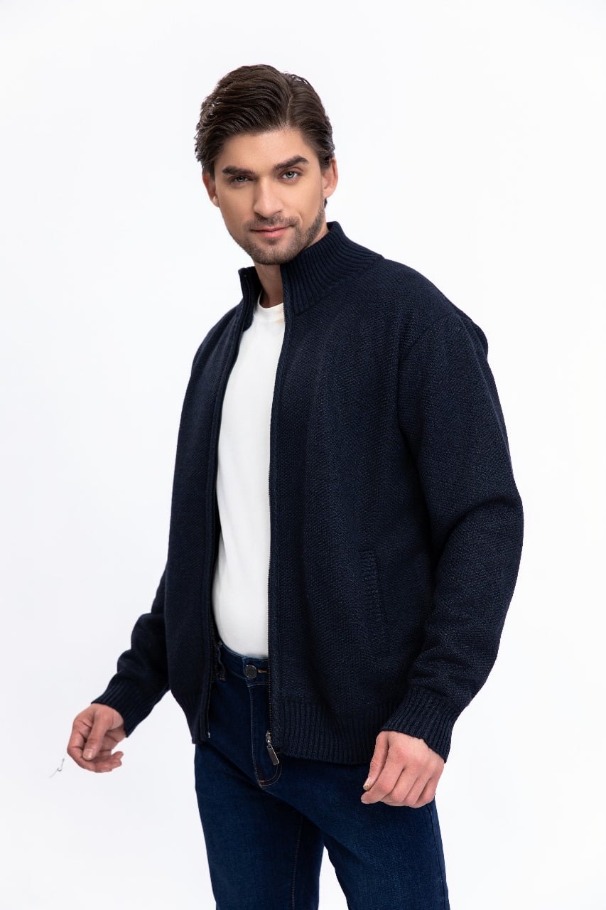 CHAQUETA SWEATER ALGODON CUELO ALTO FORRO PIEL BOLSILLOS CIERRE 7169 - 1