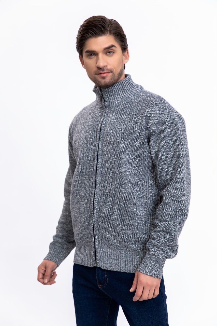 CHAQUETA SWEATER ALGODON CUELO ALTO FORRO PIEL BOLSILLOS CIERRE 7169 - 1