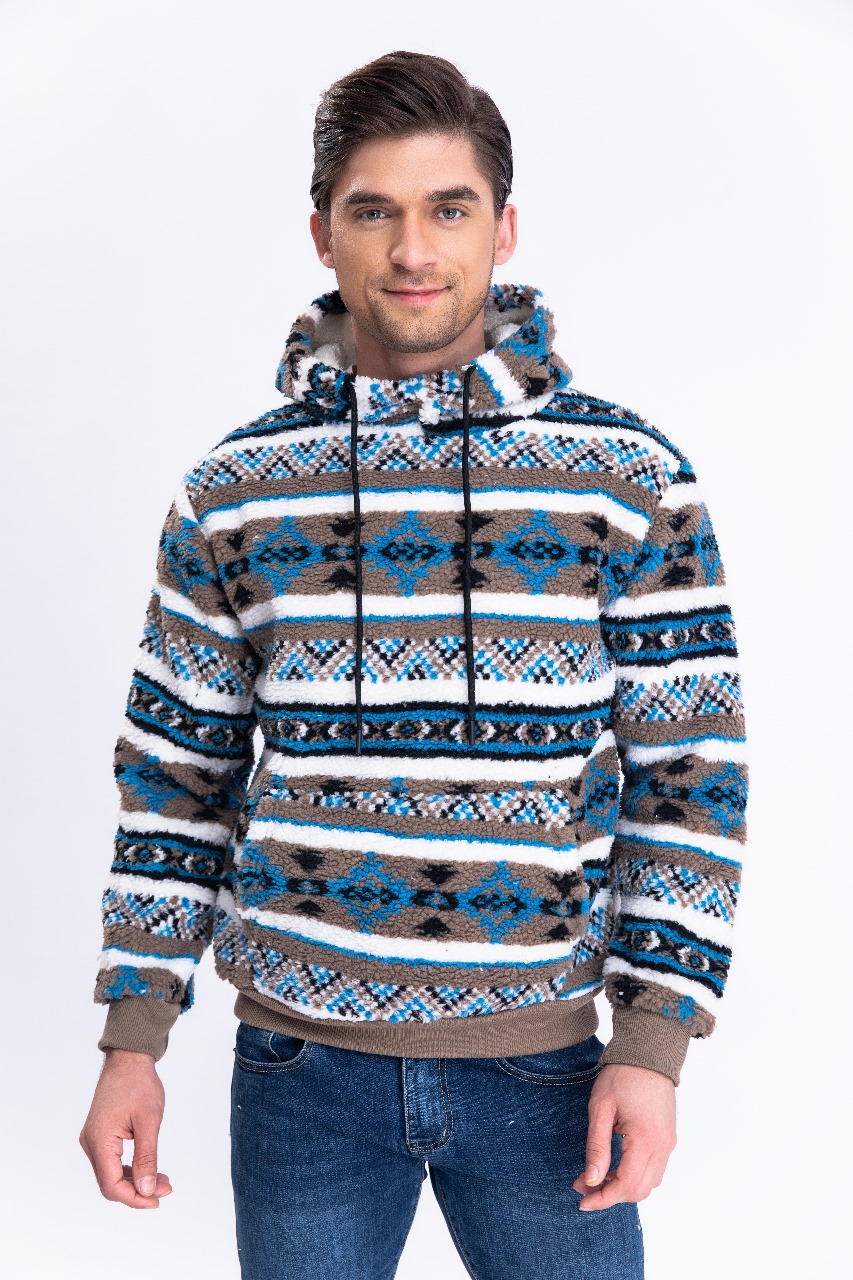 POLERÓN CANGURO HOMBRE FORRO PIEL ÉTNICO OTOÑO INVIERNO CAPUCHA 7564 - 1